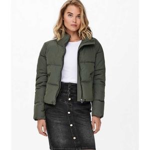 New Look Dark Green Crop Puffer Jacket